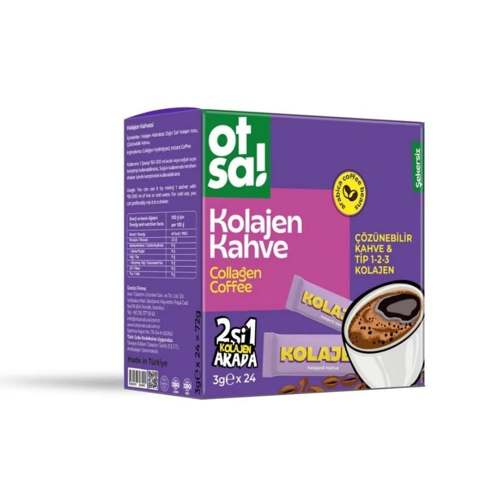 OTSA Kolajen Kahve 3,5 g x 24 Stick – Şeker İlavesiz