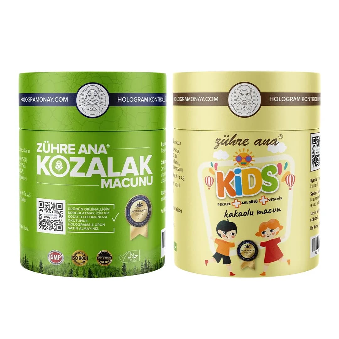 Zühre Ana Çam Kozalağı Macunu ve Kids Kakaolu Macun 240 g + 240 g İkili Set