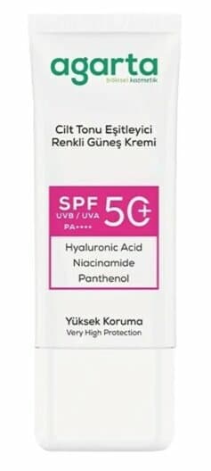 AGARTA DOĞAL GÜNEŞ KREMİ CİLT TONU EŞİTLEYİCİ RENKLİ 50 SPF