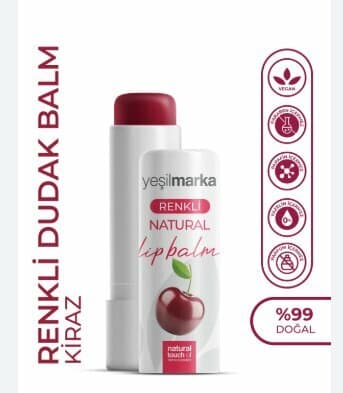 YEŞİL MARKA RENKLİ DOĞAL DUDAK BALMI-KİRAZ 5 GR