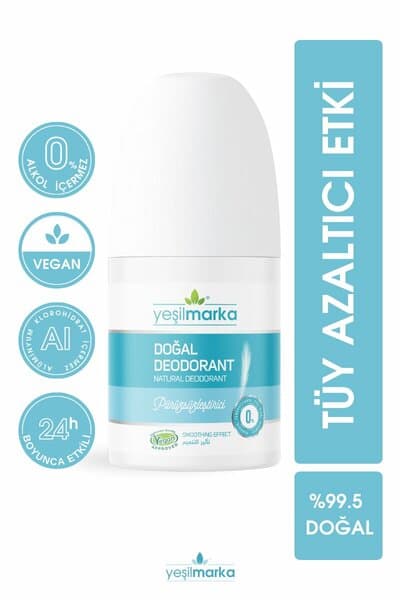 YEŞİL MARKA DOĞAL DEODORANT - PÜRÜZSÜZLEŞTİRİCİ (TÜY AZALTICI) 50 ML