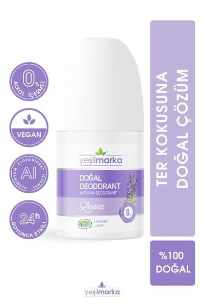 YEŞİL MARKA DOĞAL DEODORANT - LAVANTA KOKULU 50 ML