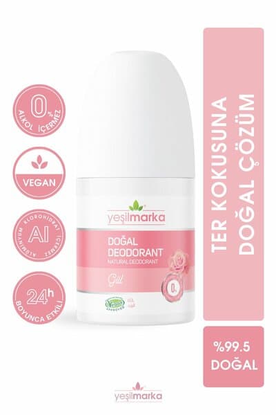 YEŞİL MARKA DOĞAL DEODORANT - GÜL KOKULU 50 ML