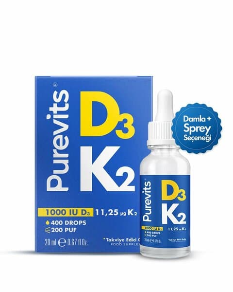 PUREVITS D3&K2 VİTAMİN 20 ML (DAMLA&SPREY)