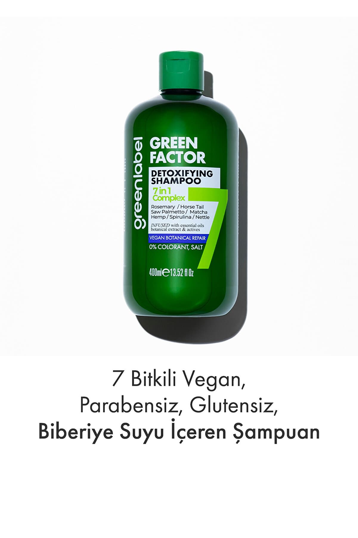 Green Label Green Factor 7 Bitkili Vegan Parabensiz Glutensiz Yoğun Bakım Ve Biberiye Suyu Içeren Şampuan