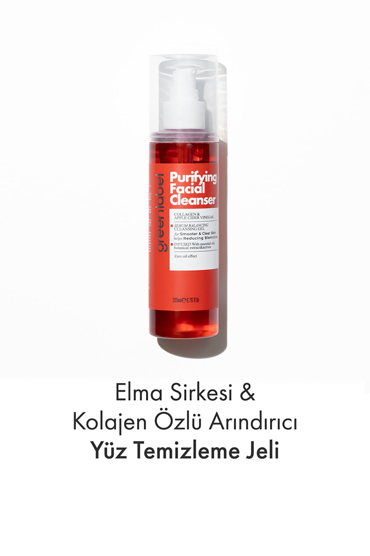Green Label Purifying Facial Cleanser-Elma Sirkesi Kolajen Özlü Canlandırıcı Arındırıcı Yüz Temizleme Jeli 200ml