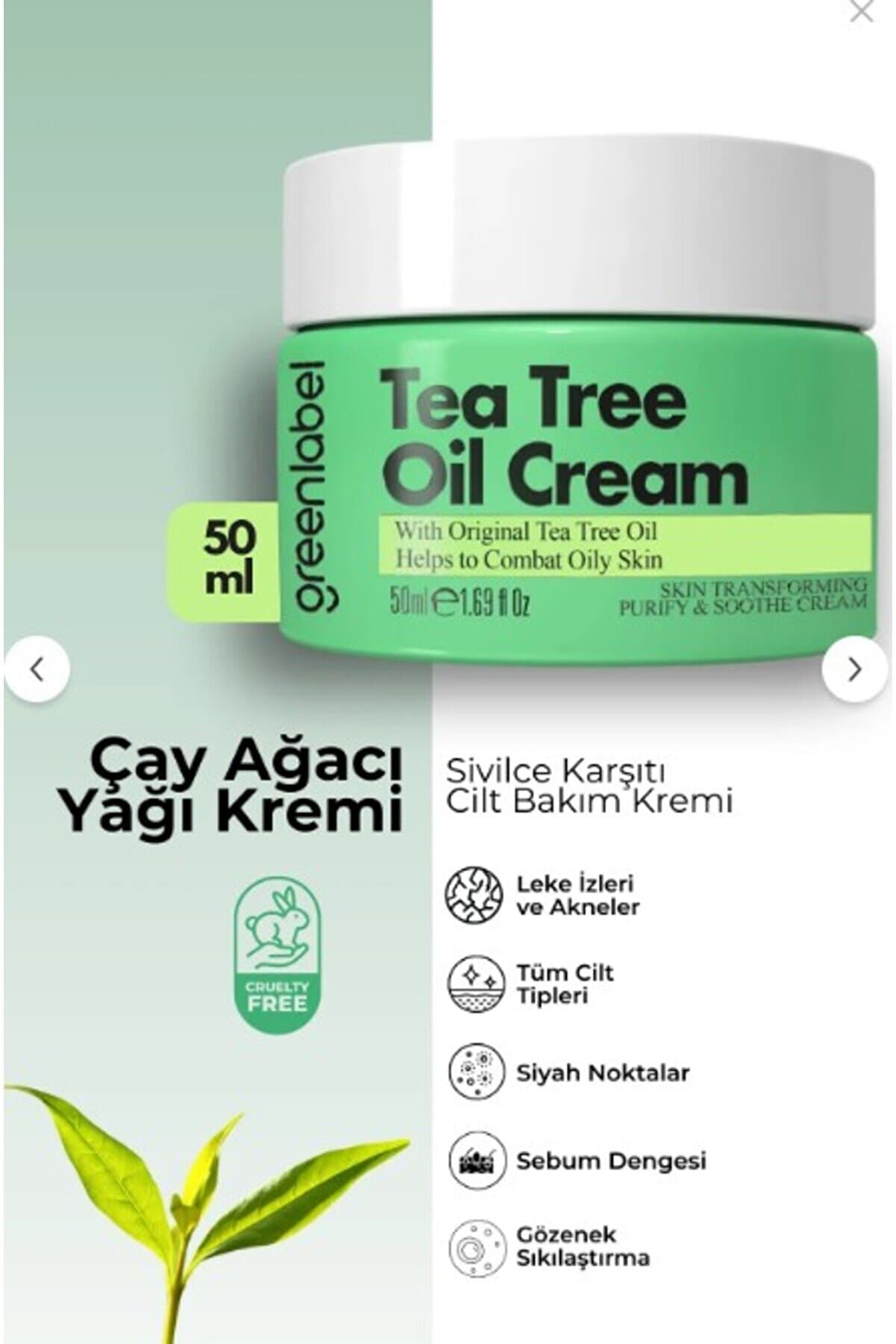 Green Label Çay Ağacı Yağı Özlü Krem 50 ml