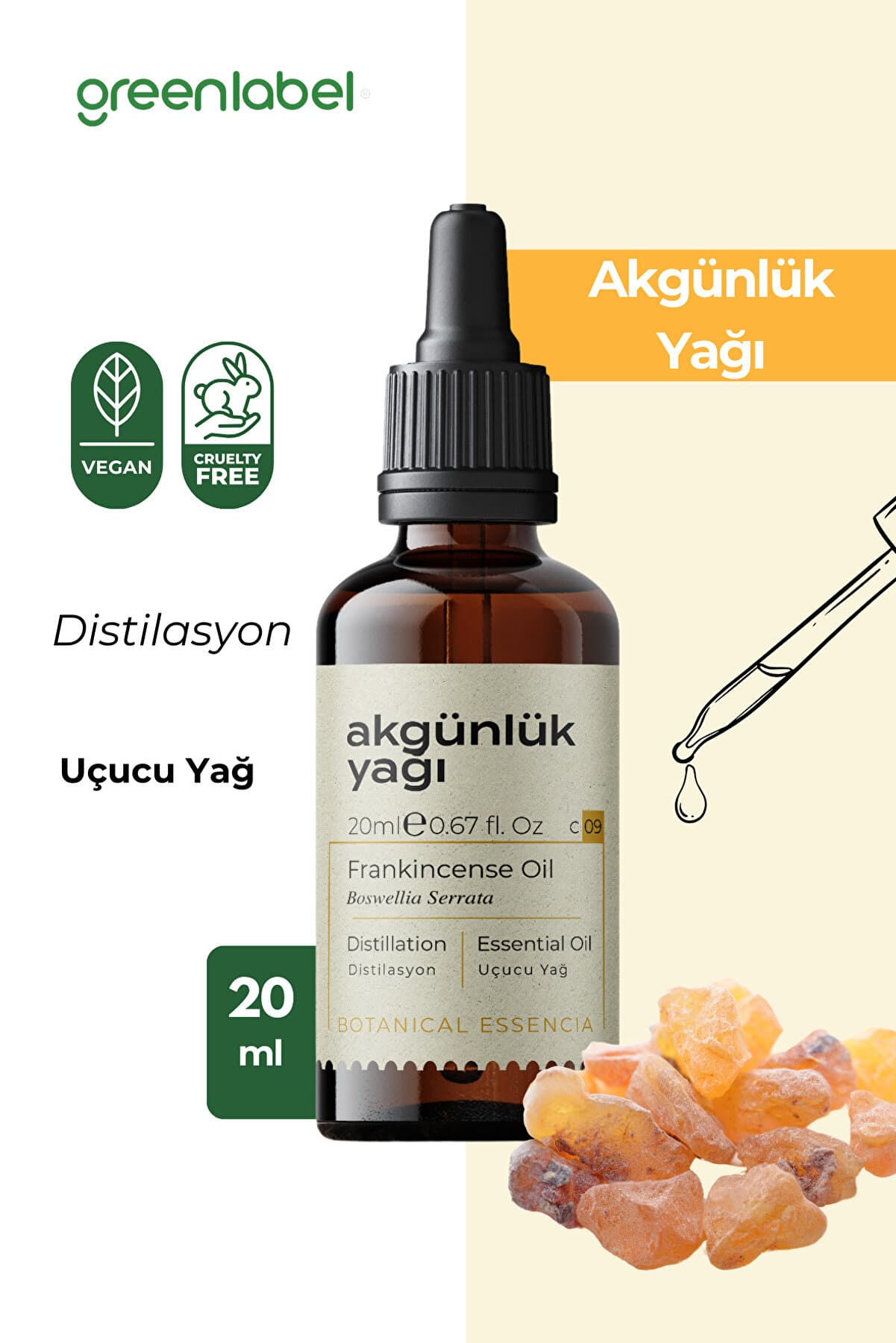 Green Label Akgünlük Yağı %100 Doğal Ve Saf Yatıştırıcı, Rahatlatıcı 20ml