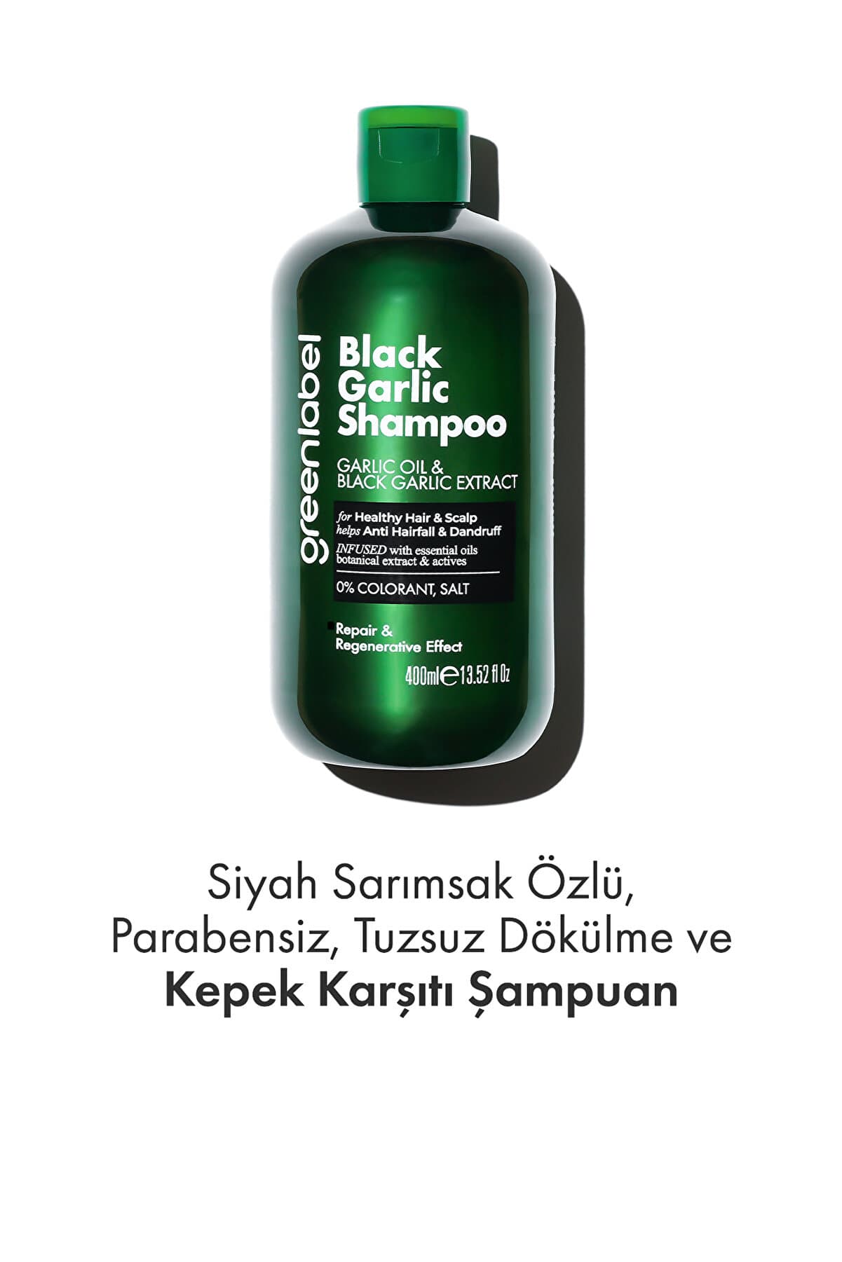 Green Label Greenlabel Siyah Sarımsak Özlü Parabensiz Tuzsuz Dökülme Ve Kepek Karşıtı Şampuan 400ml