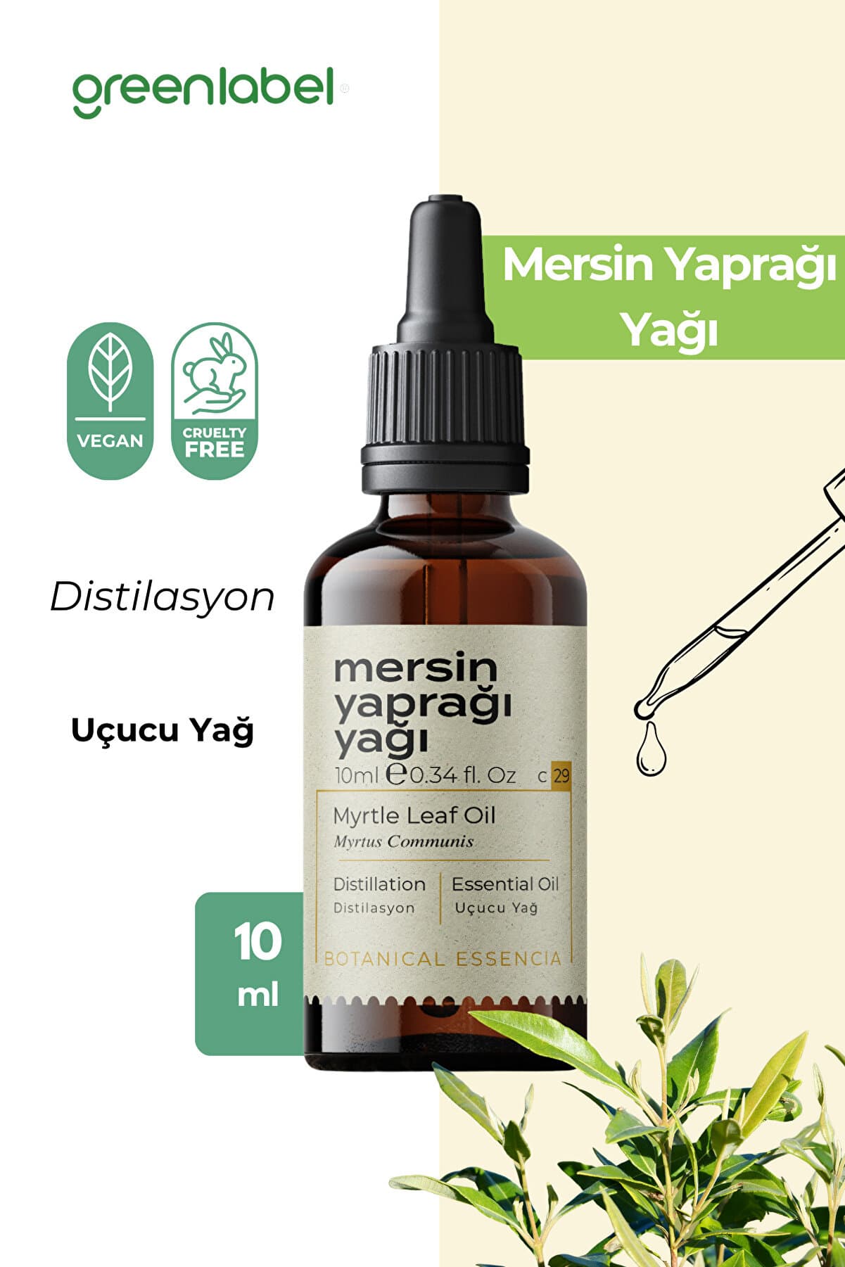 Green Label Mersin Yaprağı Yağı %100 Doğal Ve Saf 10ml