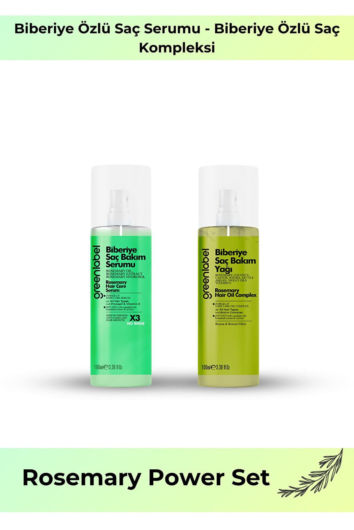 Green Label Rosemary Power Set - Biberiye Özlü Saç Güçlendirme Seti
