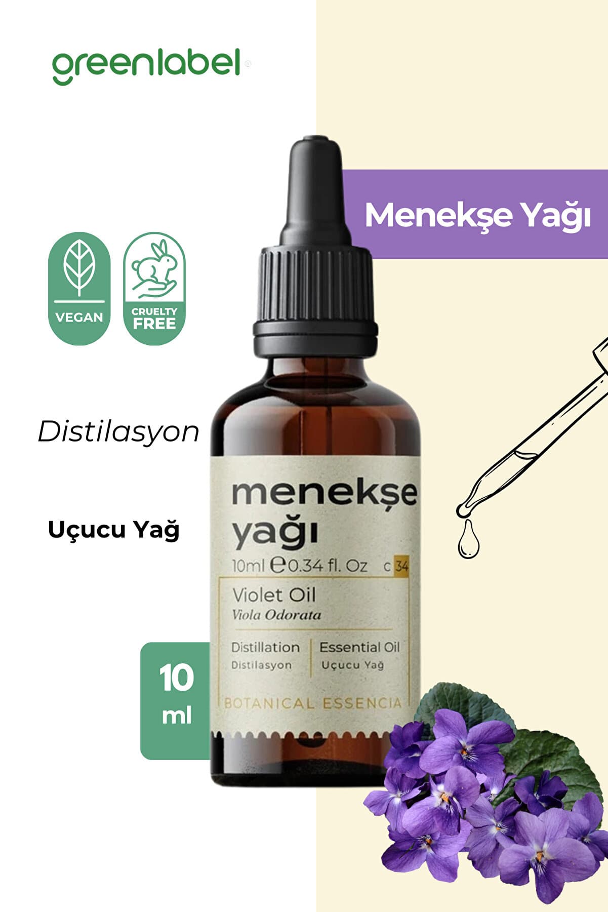 Green Label Menekşe Yağı %100 Saf Doğal Ve Organik 10ml