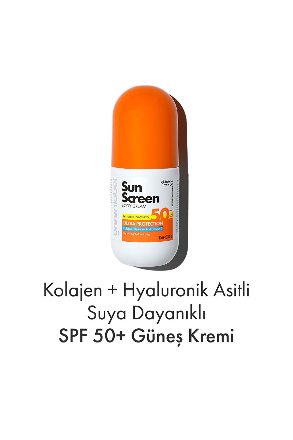 Green Label Vücut Güneş Kremi Kolajen, Hyalüronik Asit ve Vitamin E İçeren 50 Spf Korumalı Sun Screen 100 ml