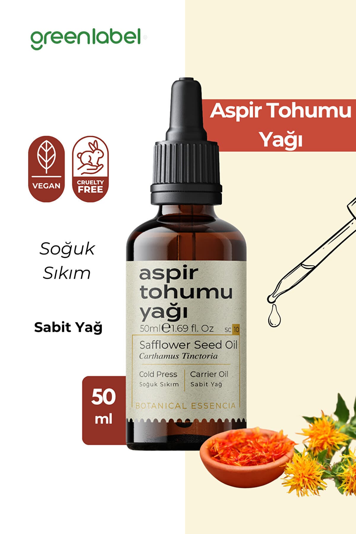 Green Label Aspir Tohumu Yağı Soğuk Sıkım %100 Doğal Ve Saf 50ml
