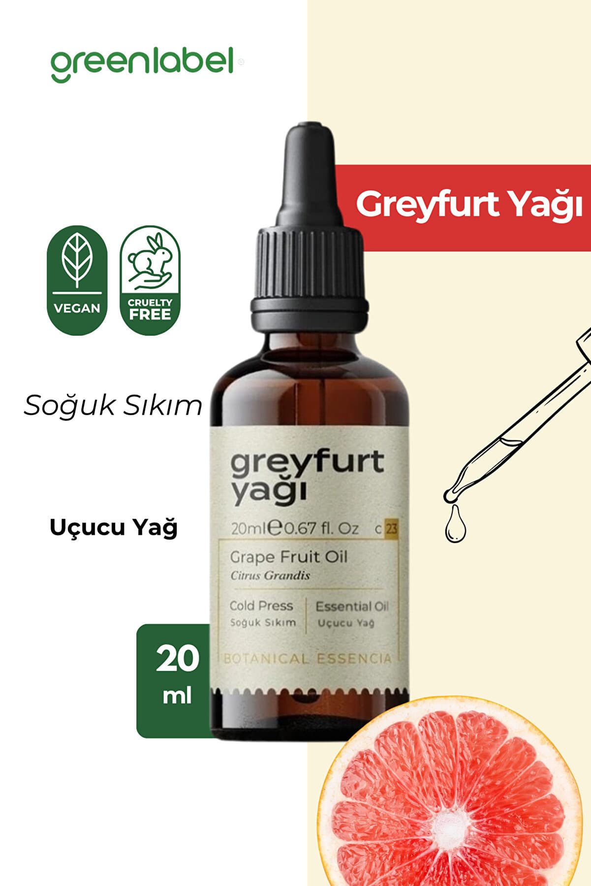 Green Label Greyfurt Yağı %100 Doğal Ve Saf 20ml