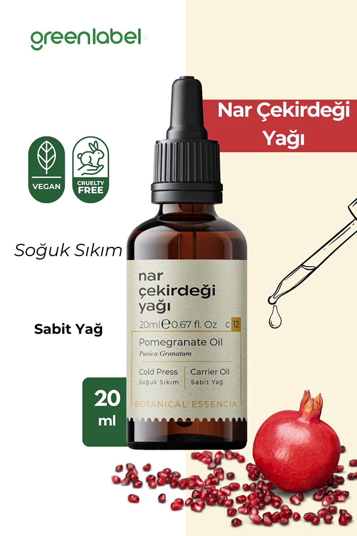 Green Label Nar Çekirdeği Yağı Soğuk Sıkım %100 Doğal Ve Saf