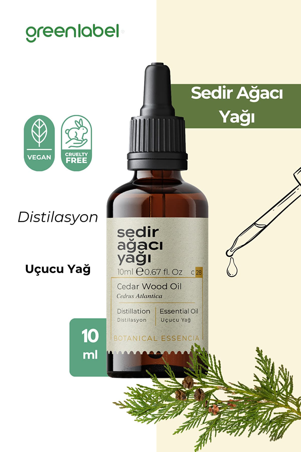 Green Label Sedir Ağacı Yağı %100 Doğal Ve Saf 10ml