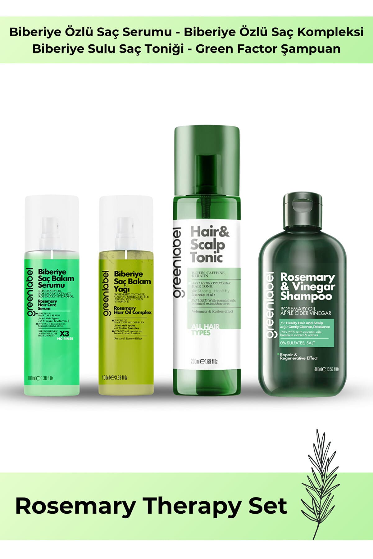 Green Label Rosemary Therapy Biberiyeli Saç Bakım Seti