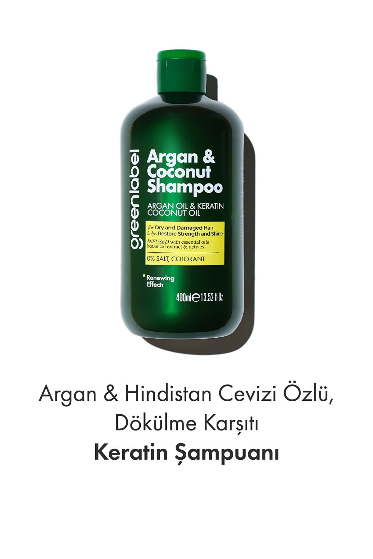 Green Label Argan Ve Hindistan Cevizi Özlü Dökülme Karşıtı Besleyici Ve Onarıcı Keratin şampuanı 400 ml