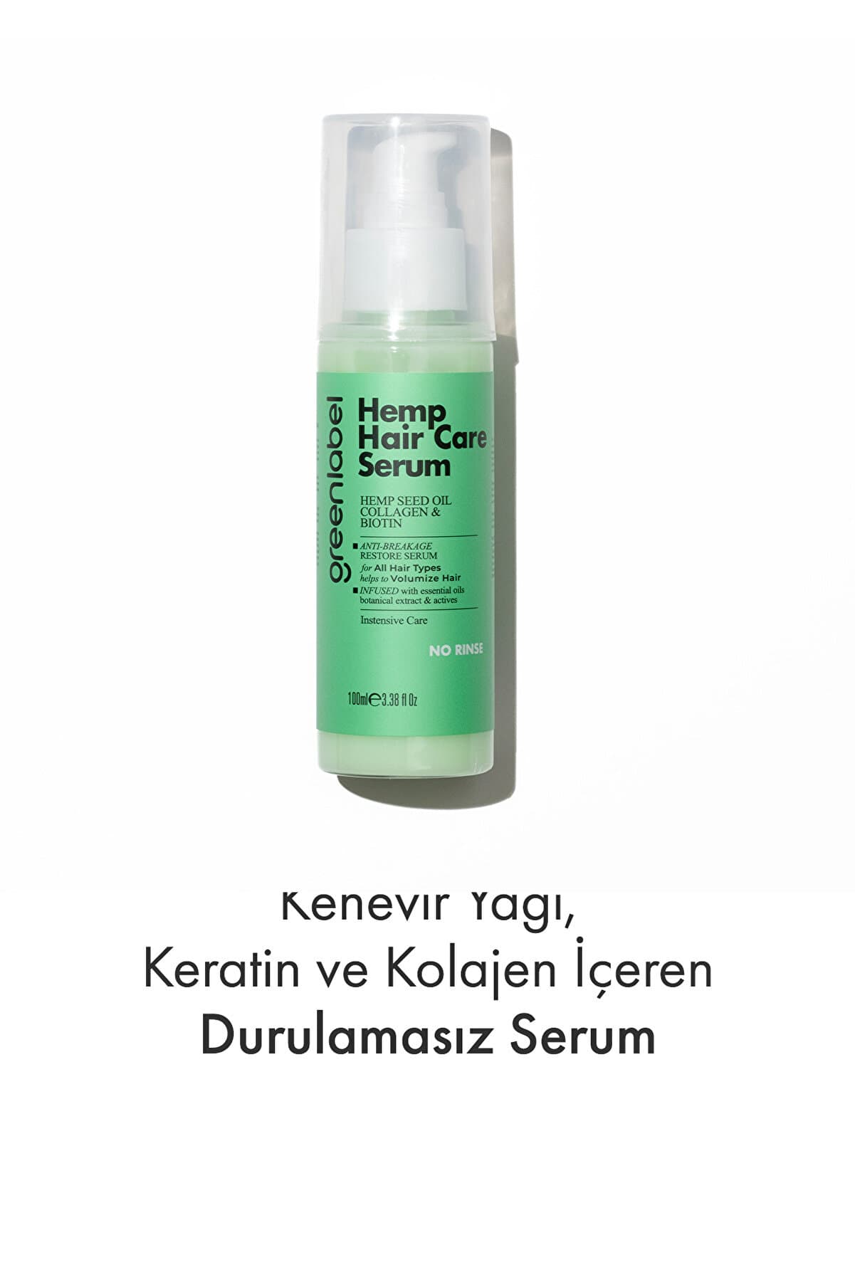 Green Label Kenevir Yağı, Hidrolize Keratin Ve Kolajen Ile Formüle Edilen Durulamasız Serum 100 ml