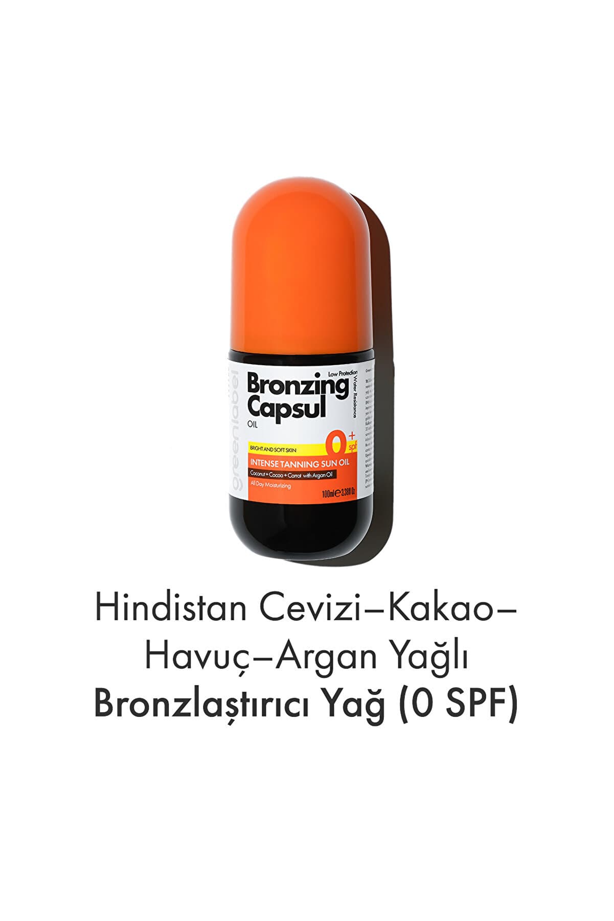 Green Label Bronzlaştırıcı Havuç, Kakao ve Hindistan Cevizi Yağı İçeren Bronzing Capsul Oil 100 ml