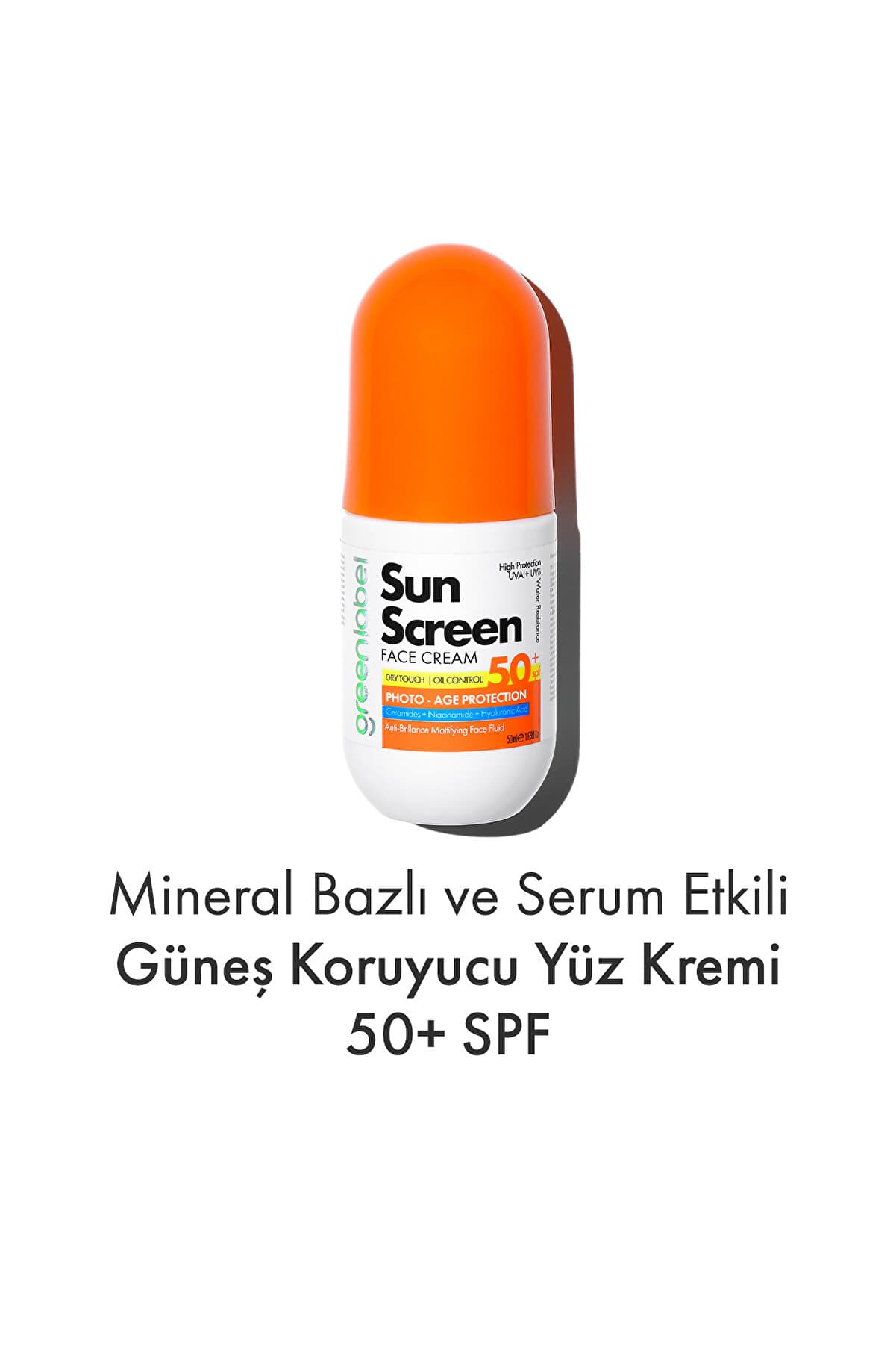 Green Label Yüz Güneş Kremi Hyalüronik Asit Ve Niasinamid Içeren Leke Karşıtı 50 Spf Yüksek Koruma 50 ml