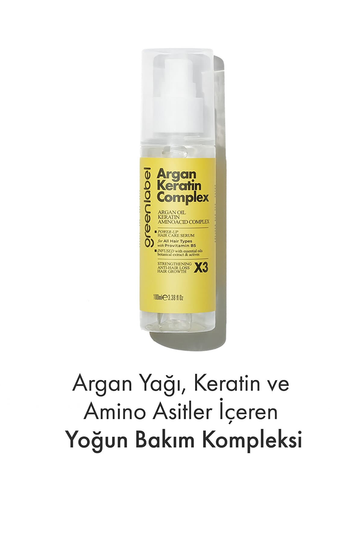 Green Label Argan Yağı, Keratin Ve Panthenol (B5 VİTAMİNİ) Içeren Yoğun Bakım Kompleksi 100 ml