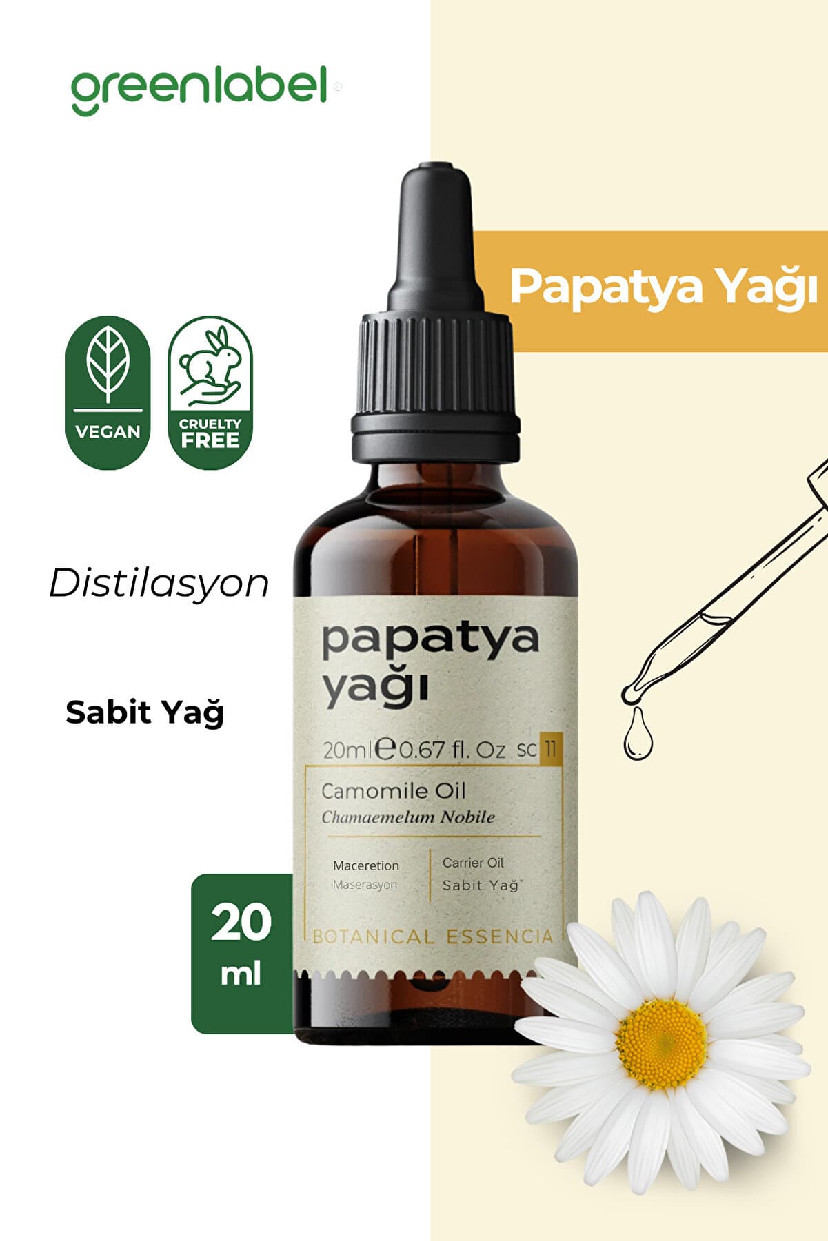 Green Label Alman Papatyası Yağı %100 Doğal Ve Saf 20ml