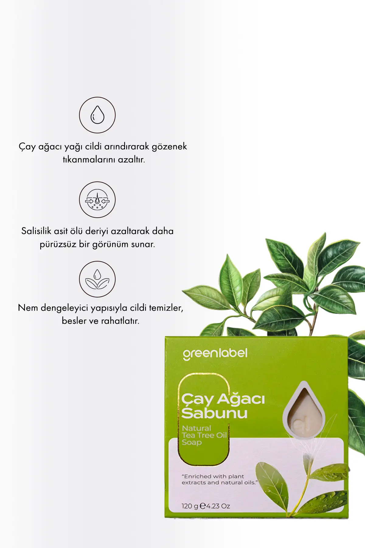 Green Label Çay Ağacı Sabunu Natural Sivilce Ve Akne Karşıtı 120 Gr.