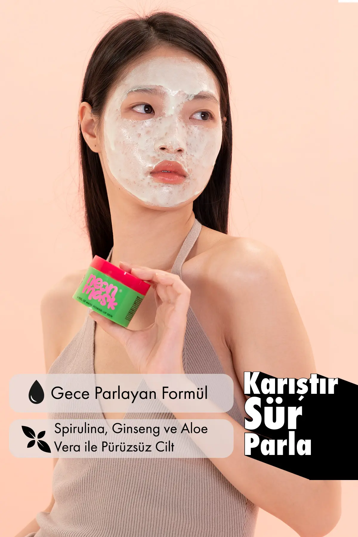 Green Label Neon Mask Cilt Canlanması Ve Kolajen Desteği Sağlayan Yaşlanma, Siyah Nokta Karşıtı Soyulabilir