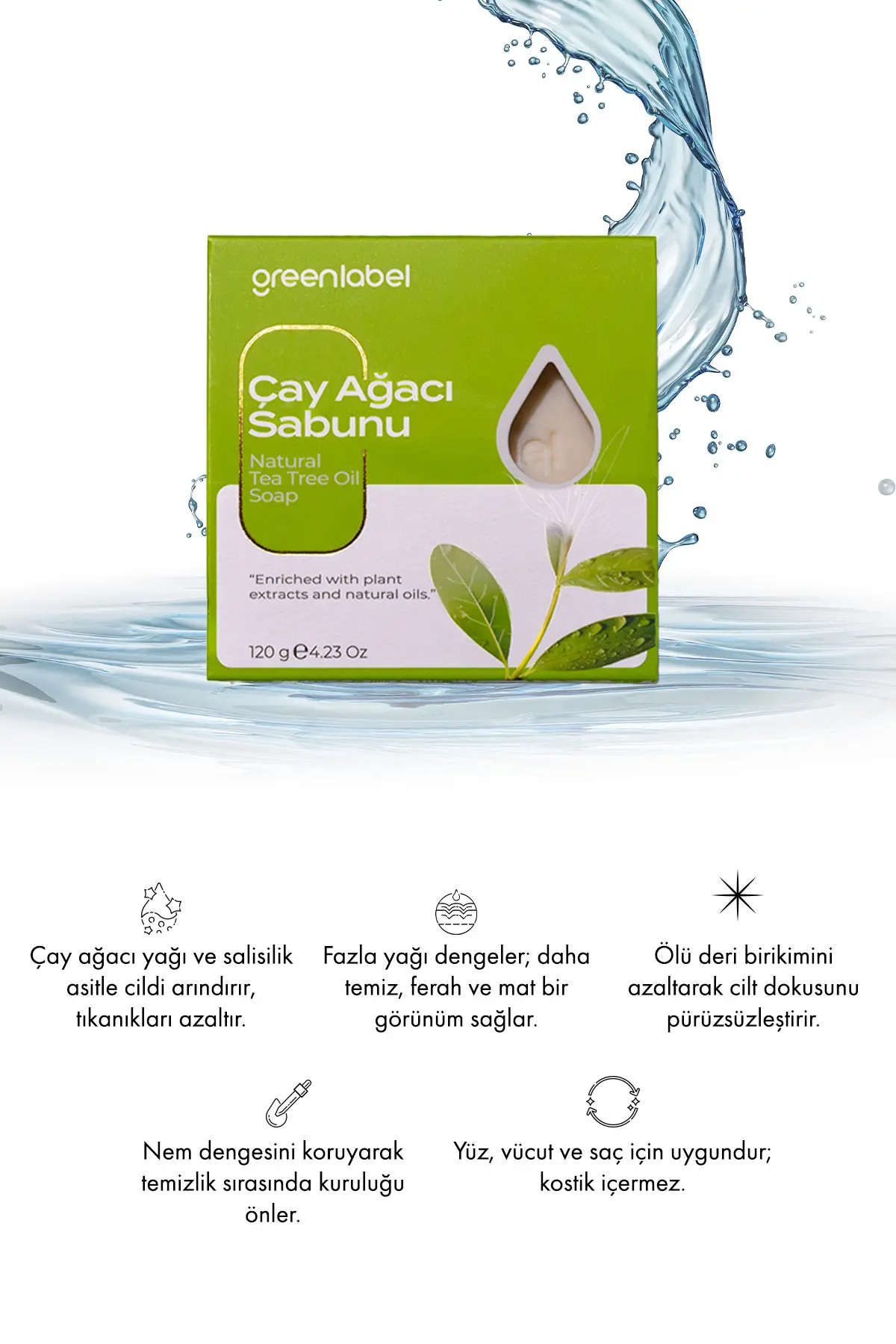 Green Label Çay Ağacı Sabunu Natural Sivilce Ve Akne Karşıtı 120 Gr.