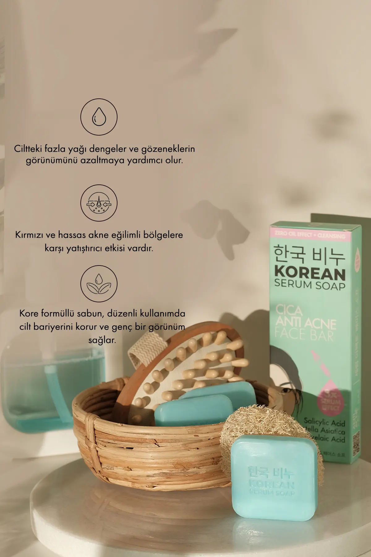 Green Label 3'lü Kore Sabunu Salisilik Asit CICA Sabun – Derinlemesine Temizlik ve Yağ Dengesi