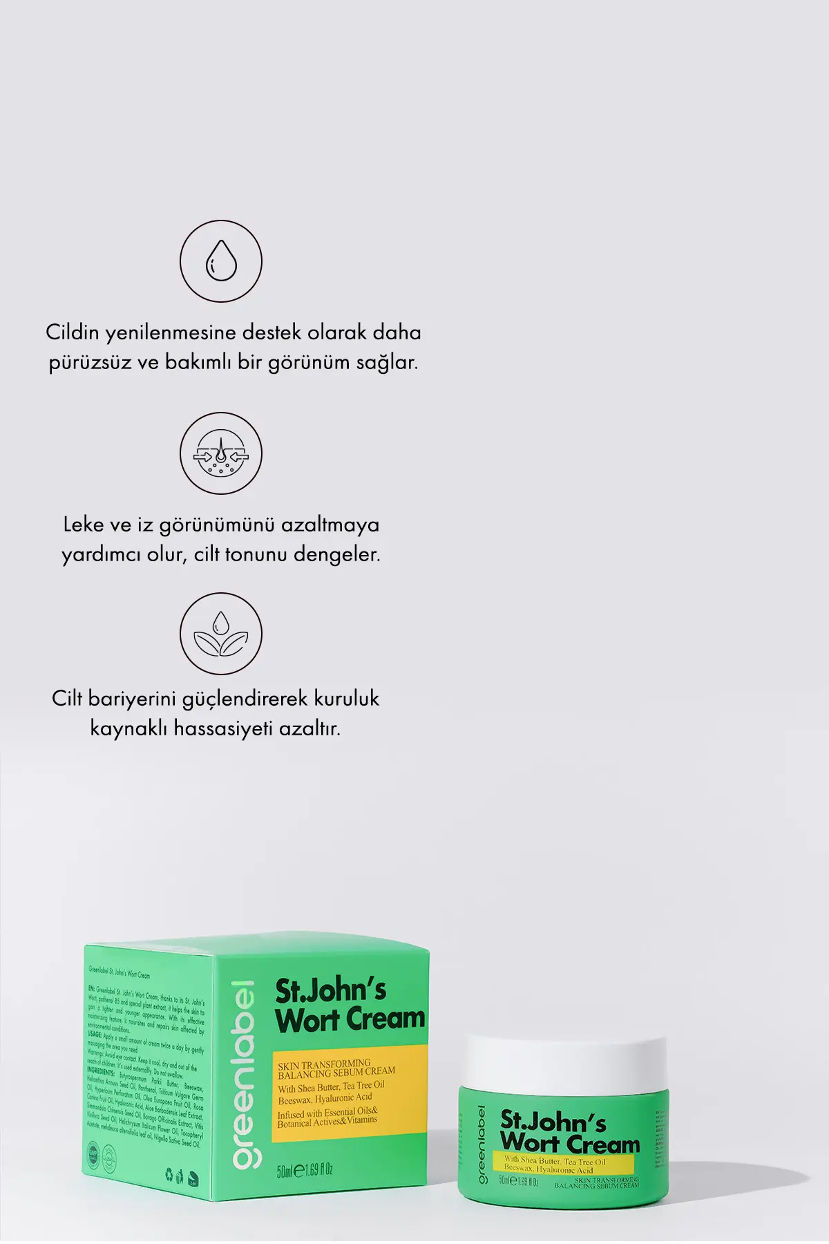 Green Label Greenlabel Kantaron Yağı Özlü Yoğun Onarıcı Cilt Bakım Kremi 50ml