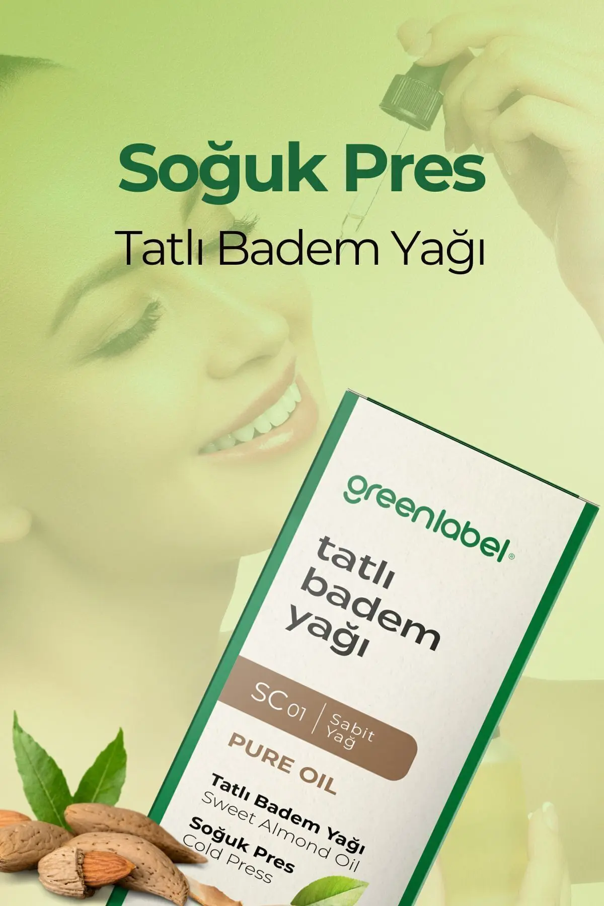 Green Label Tatlı Badem Yağı Soğuk Sıkım %100 Doğal Ve Saf 50ml