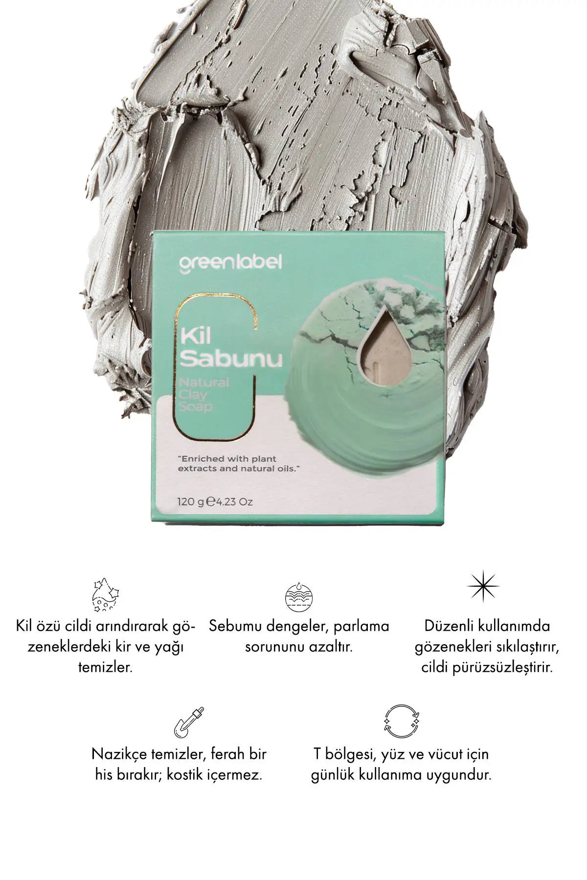 Green Label Kil Sabunu Natural Gözenek Sıkılaştırıcı Ve Nemlendirici 120gr.
