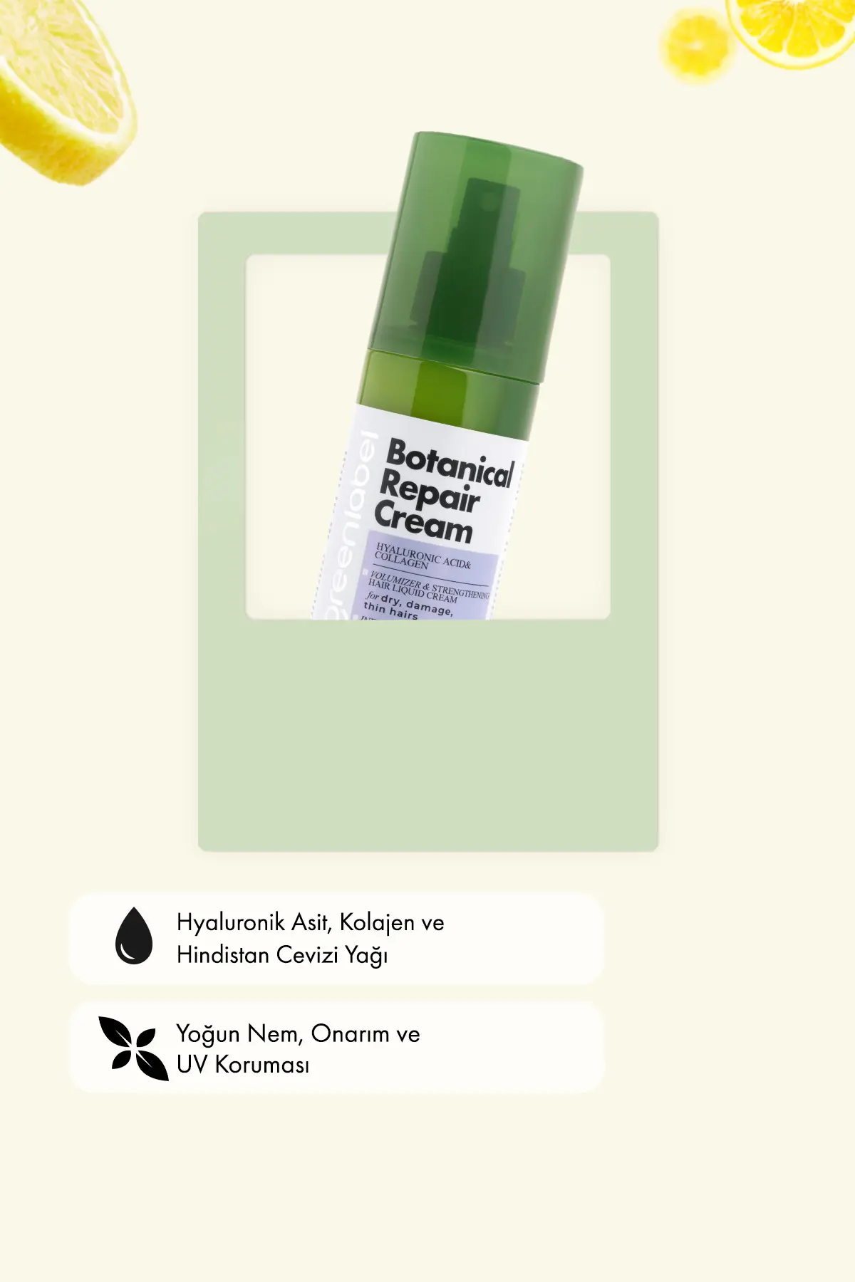 Green Label Hyaluronik Asit & Kolajen Kuru Ve Cansız Saçlara Özel Sıvı Saç Bakım Kremi
