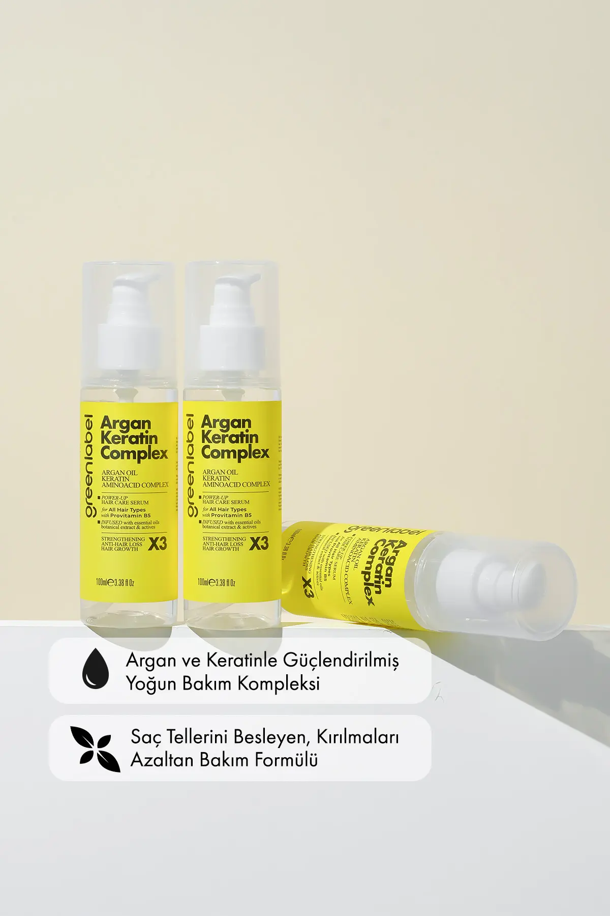 Green Label Argan Yağı, Keratin Ve Panthenol (B5 VİTAMİNİ) Içeren Yoğun Bakım Kompleksi 100 ml