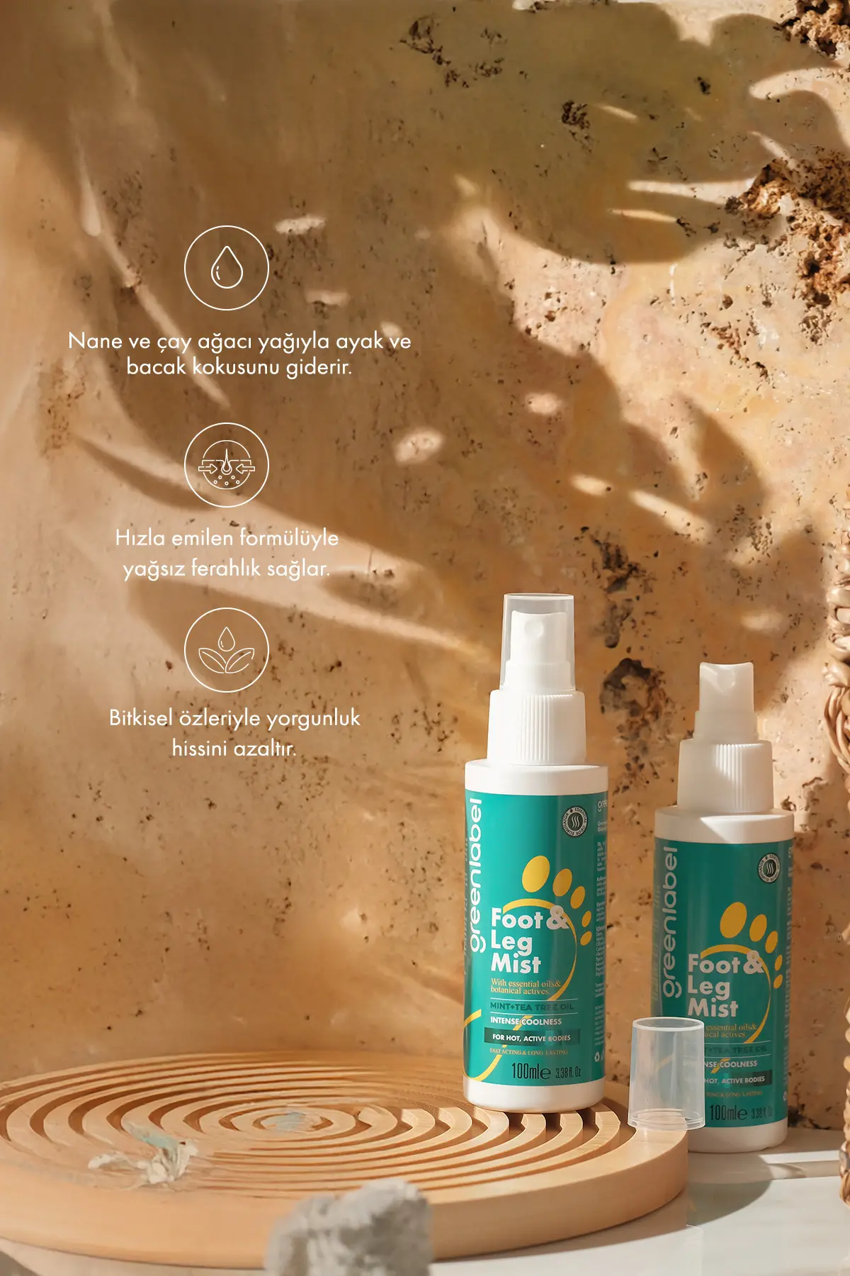 Green Label Nane ve Çay Ağacı İçeren Ayak Koku Giderici Sprey 100 ml