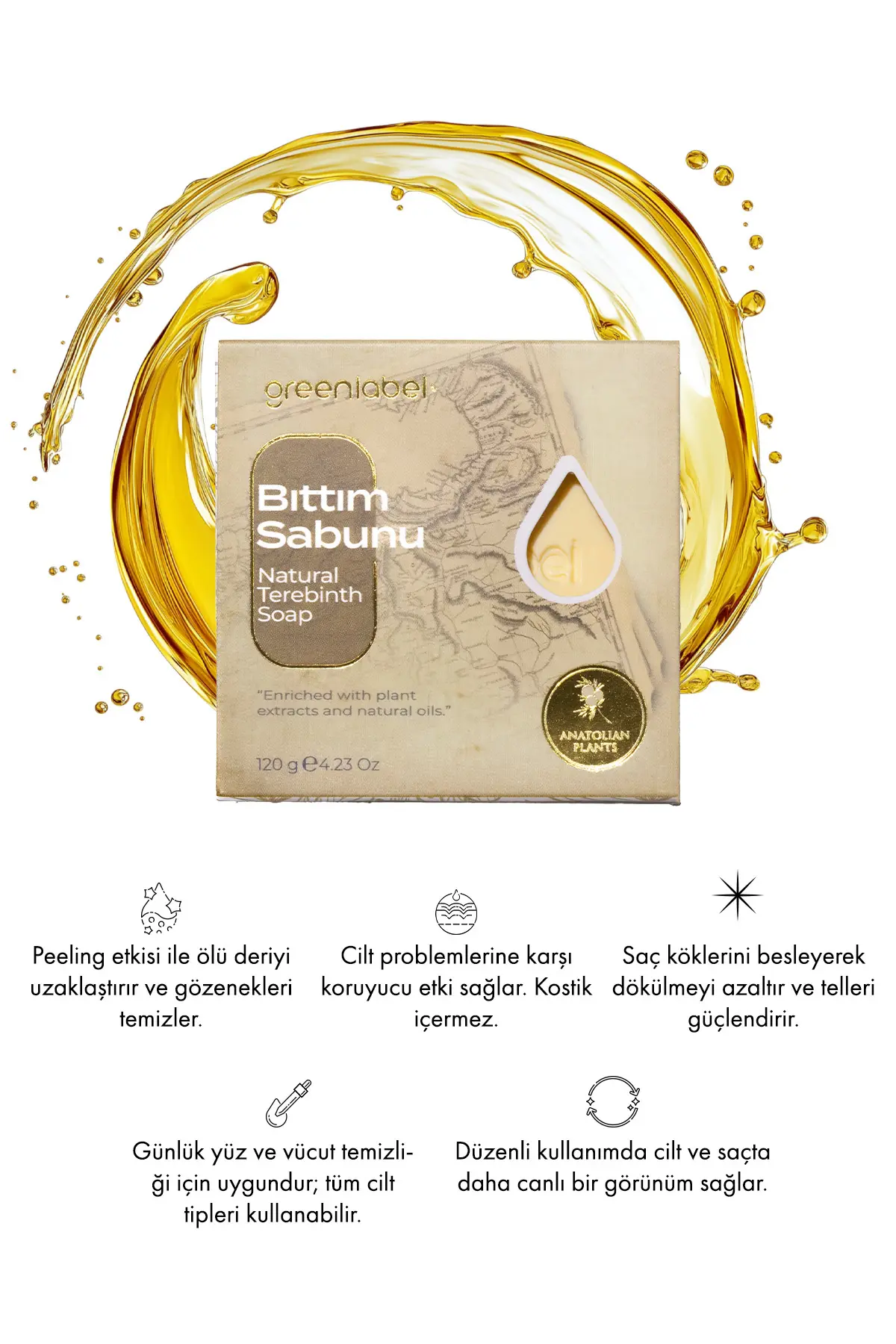 Green Label Bıttım Sabunu Natural Saç Ve Cilt Bakımı Için 120gr.