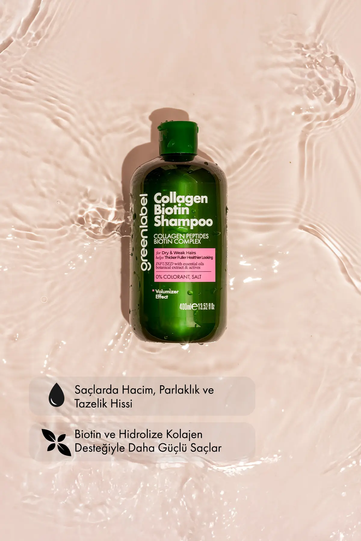 Green Label Kolajen Ve Biotin Parabensiz Hacim Verici Şampuan 400ml