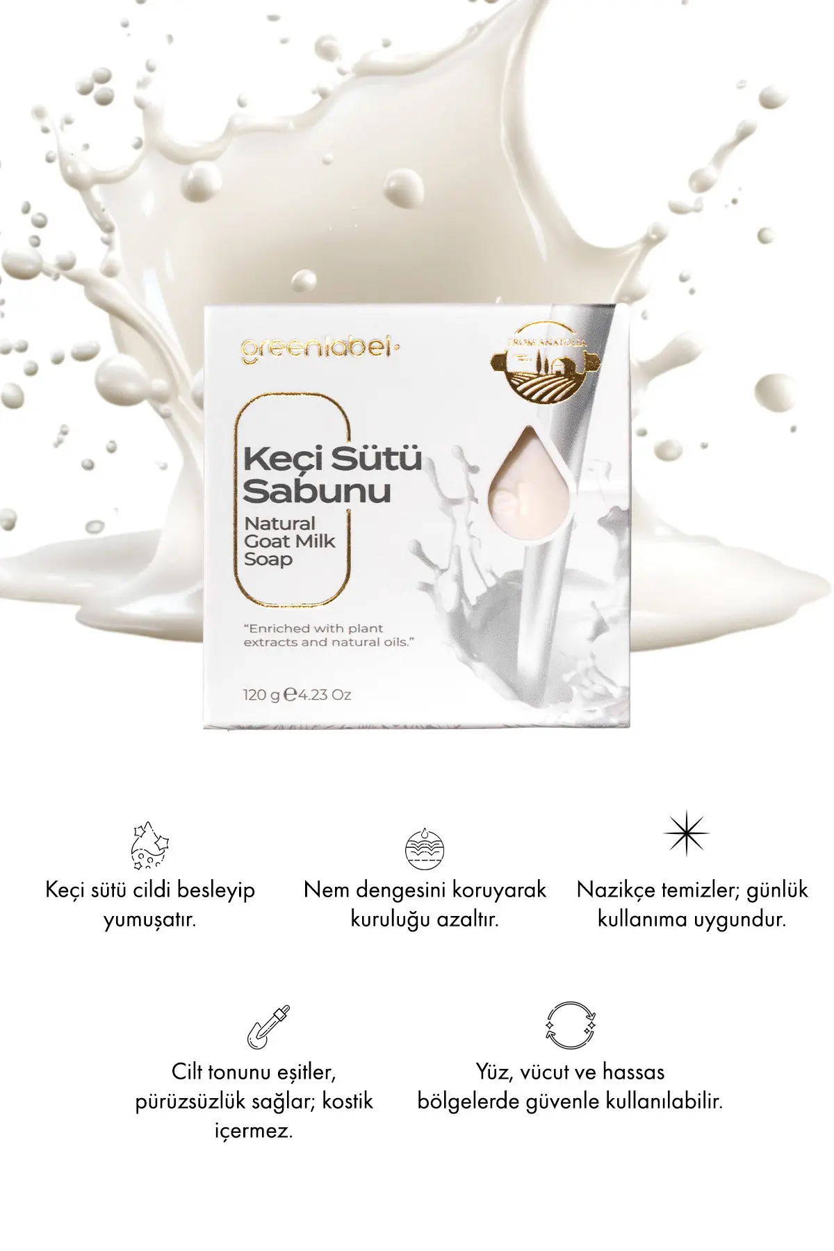 Green Label Keçi Sütü Sabunu Natural Nem Dengeleyici 120gr.