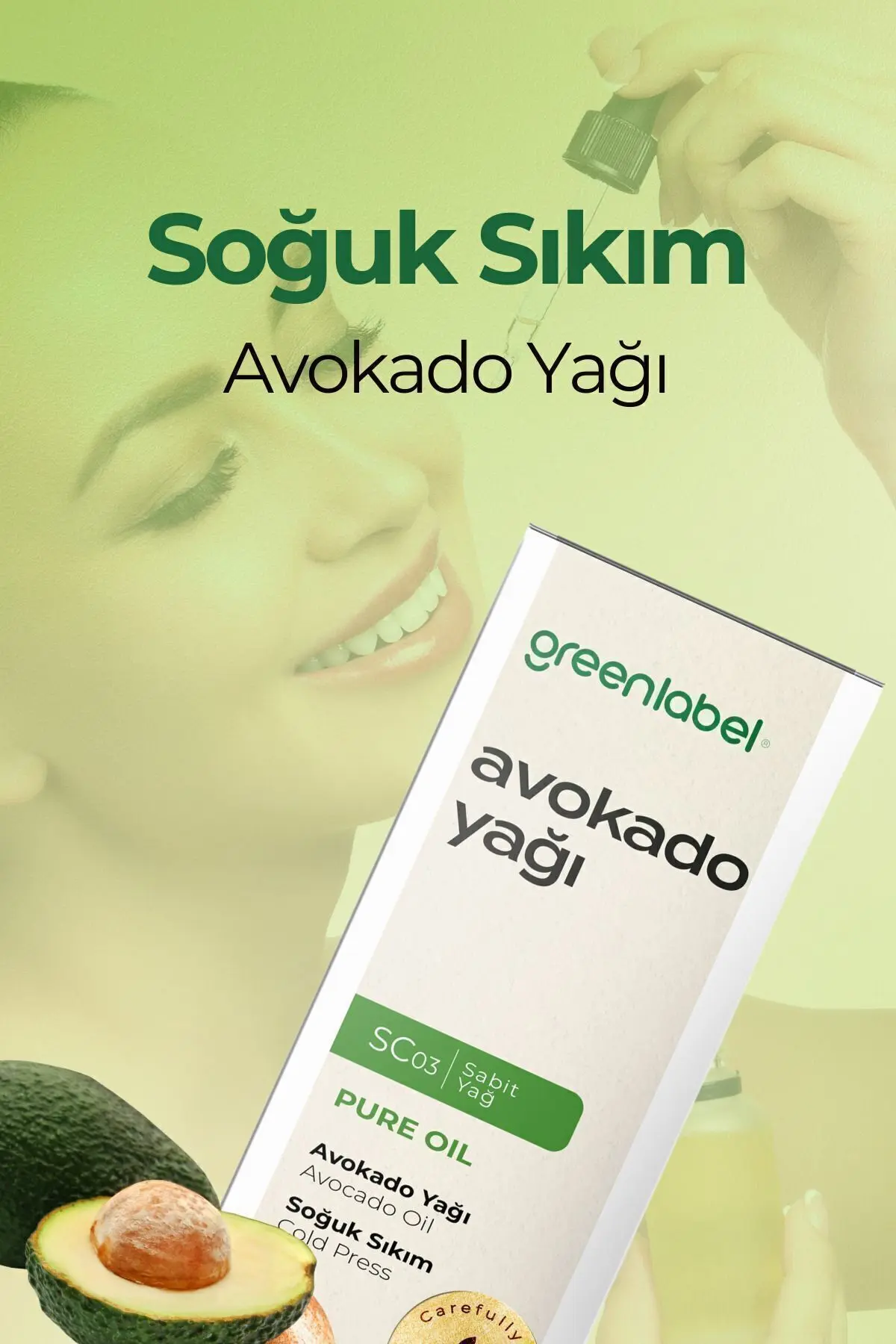 Green Label Avokado Yağı Soğuk Sıkım %100 Doğal Ve Saf 180ml