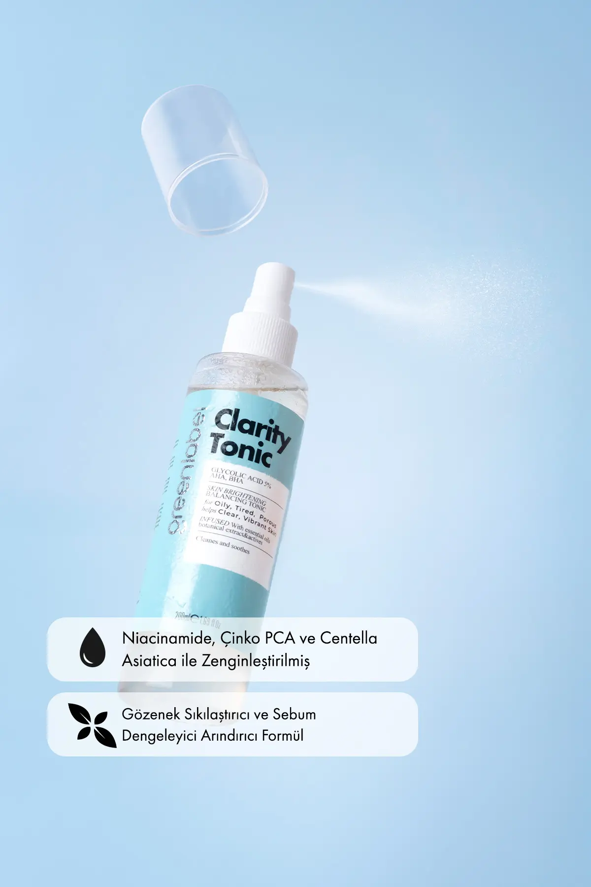 Green Label Clarity Tonik Arındırıcı Ve Gözenek Sıkılaştırıcı %5 Glikolik Asit Aha Içeren Peeling Etkili 200ml