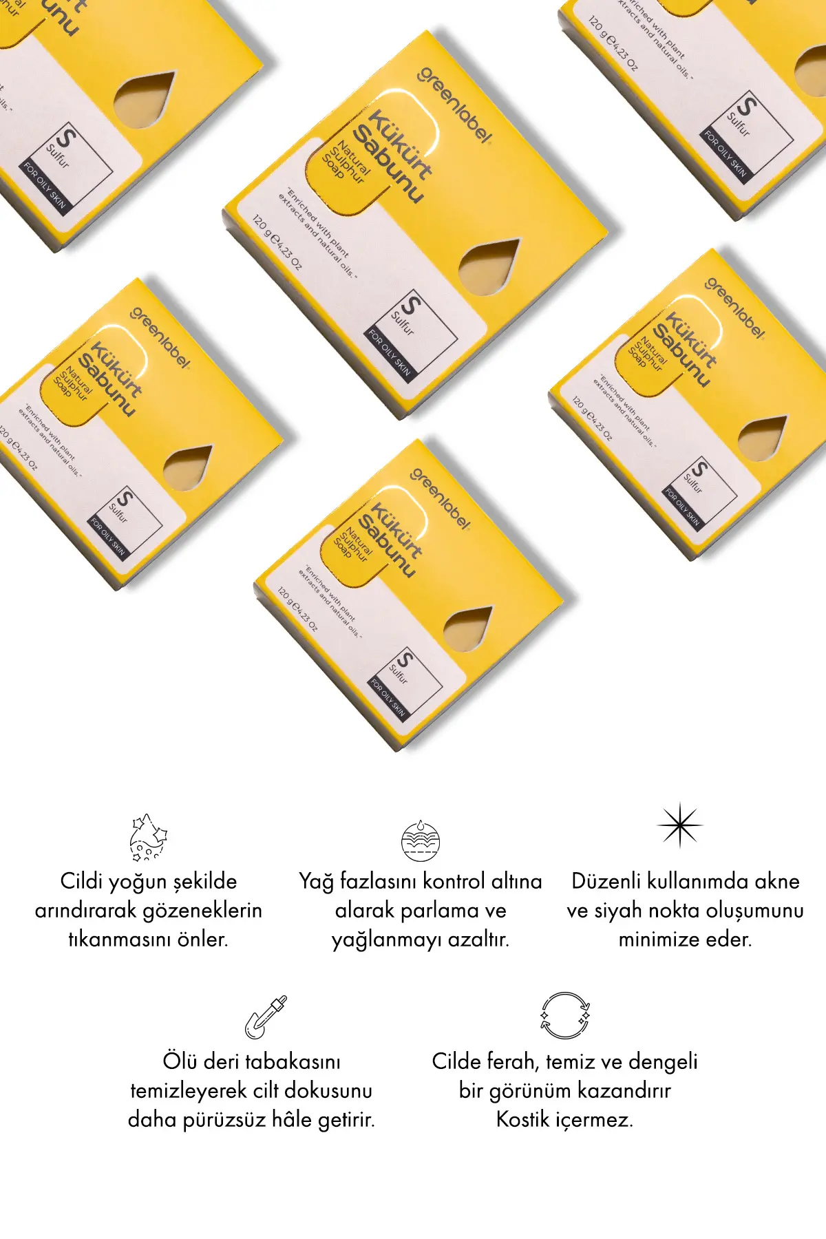 Green Label Kükürt Sabunu Natural Sebum Dengeleyici 120gr.