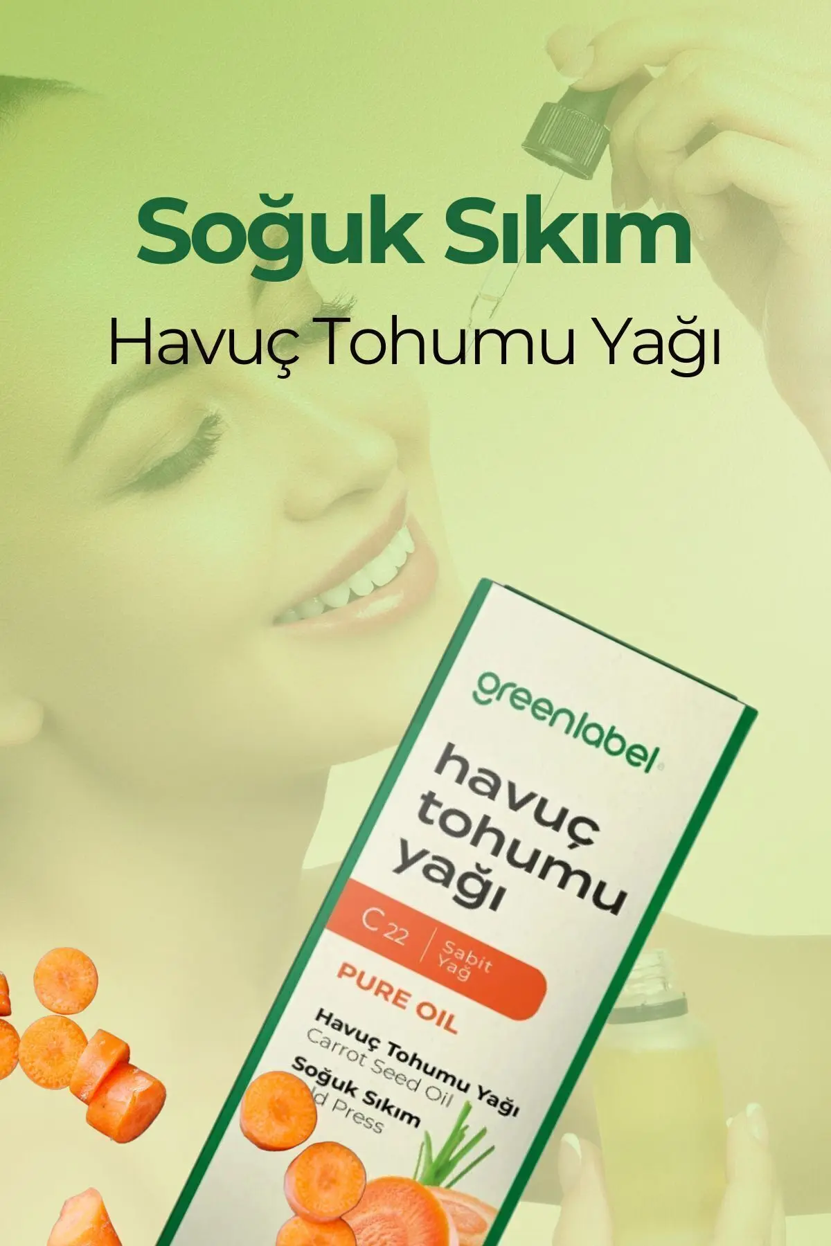 Green Label Havuç Tohumu Yağı Soğuk Sıkım %100 Doğal Ve Saf Bronzlaştırıcı 20ml