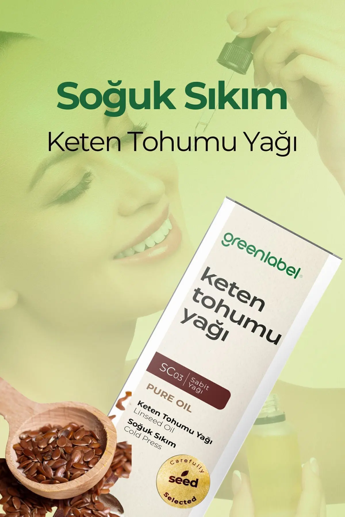 Green Label Keten Tohumu Yağı Soğuk Sıkım %100 Doğal Ve Saf 180ml