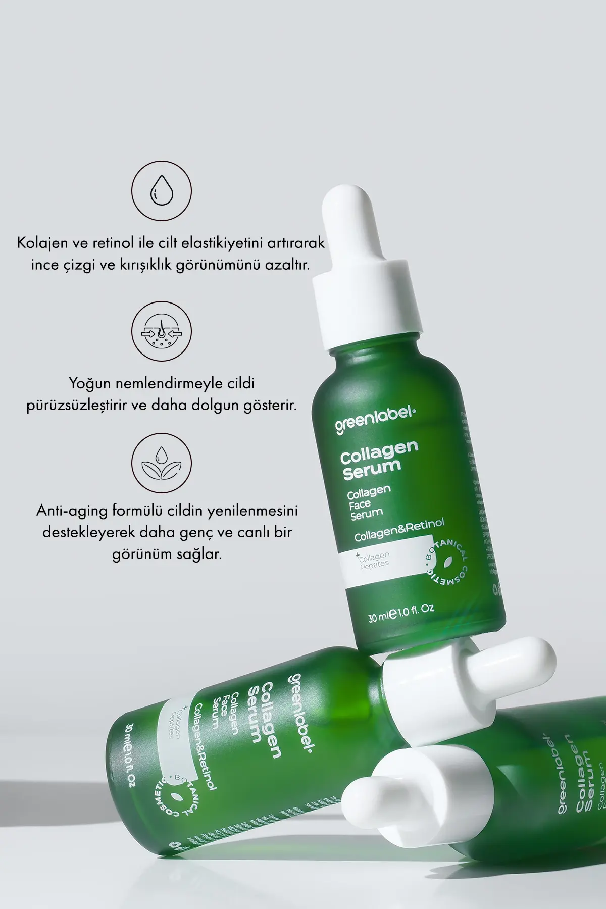 Green Label Kırışıklık Karşıtı Cilt Serumu Anti Aging Kolajen Retinol 30 ml