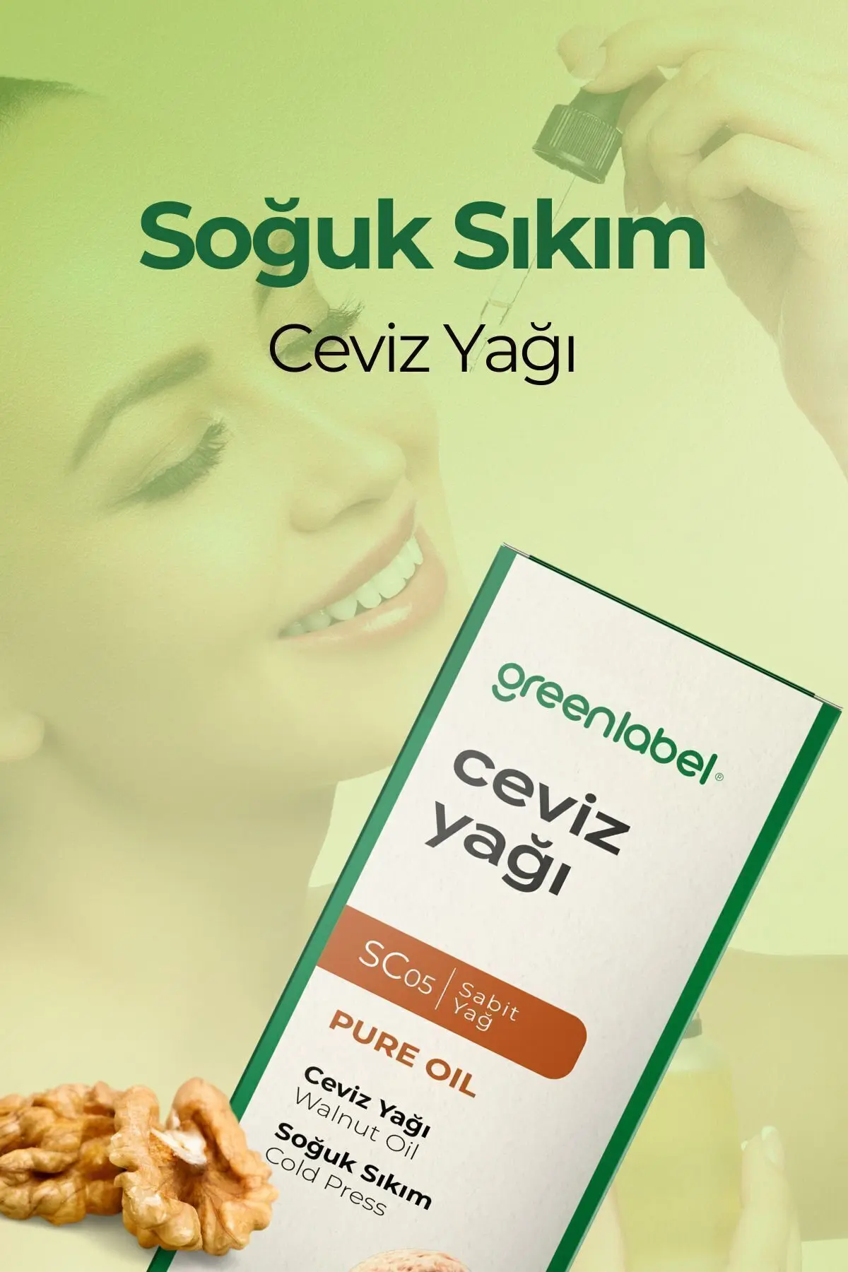 Green Label Ceviz Yağı Soğuk Sıkım %100 Doğal Ve Saf 50ml