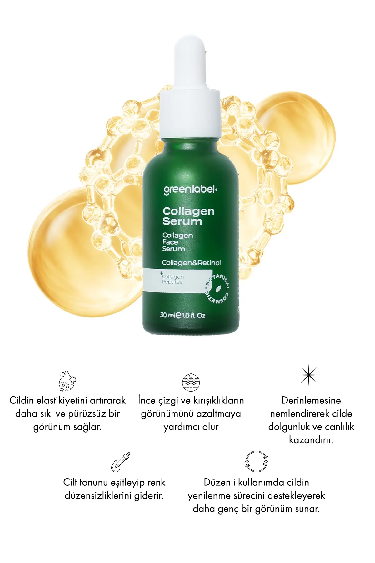 Green Label Kırışıklık Karşıtı Cilt Serumu Anti Aging Kolajen Retinol 30 ml