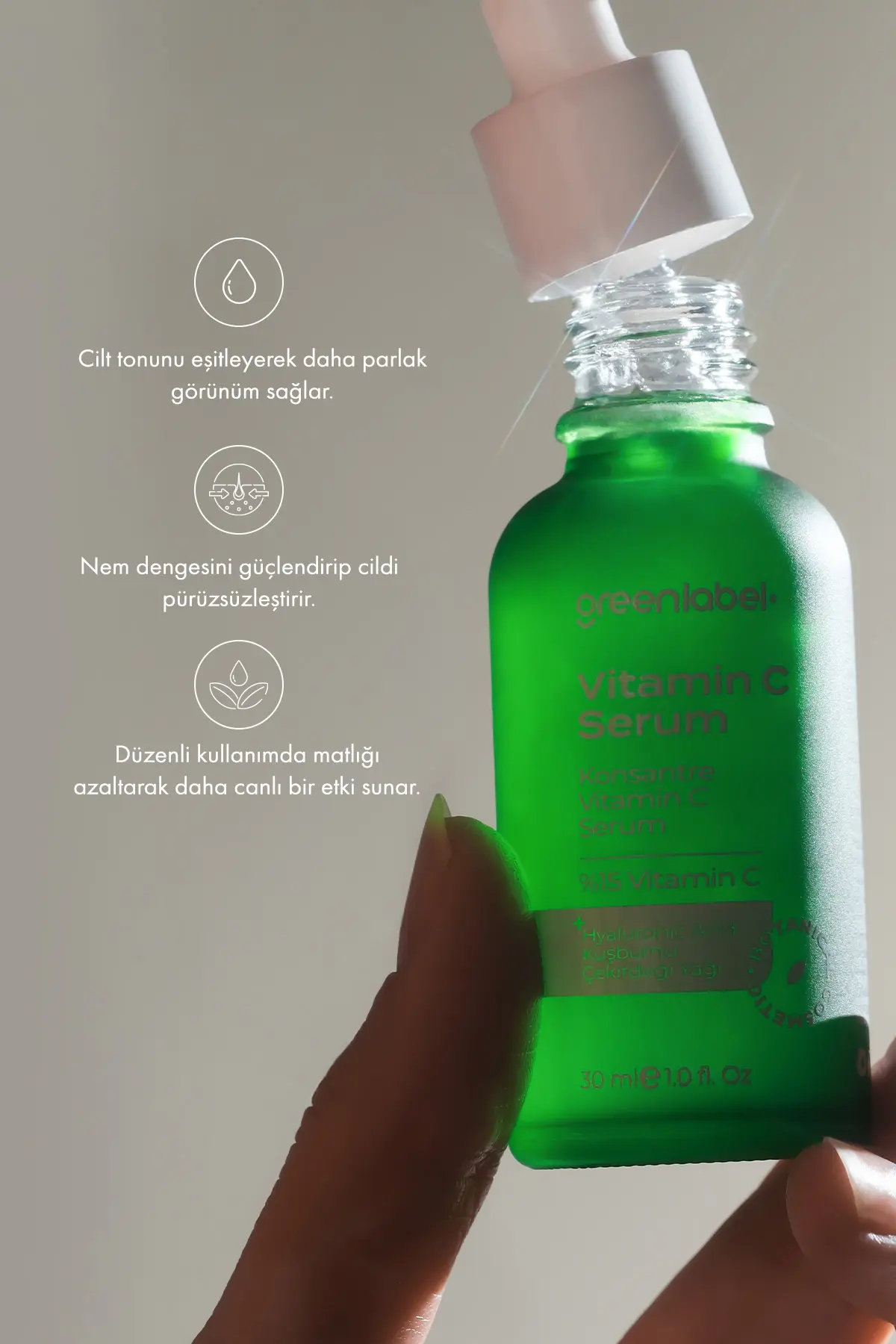 Green Label Kuşburnu Çekirdeği Yağı Özlü C Vitamini Cilt Serumu Canlandırıcı Ve Aydınlatıcı Etkili 30 ml